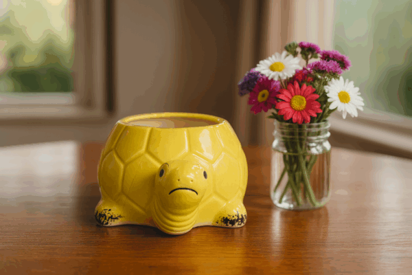 Yellow Turtle-Shaped Ceramic Candle Holder with Aromatic Wax | Decorative Home Accent