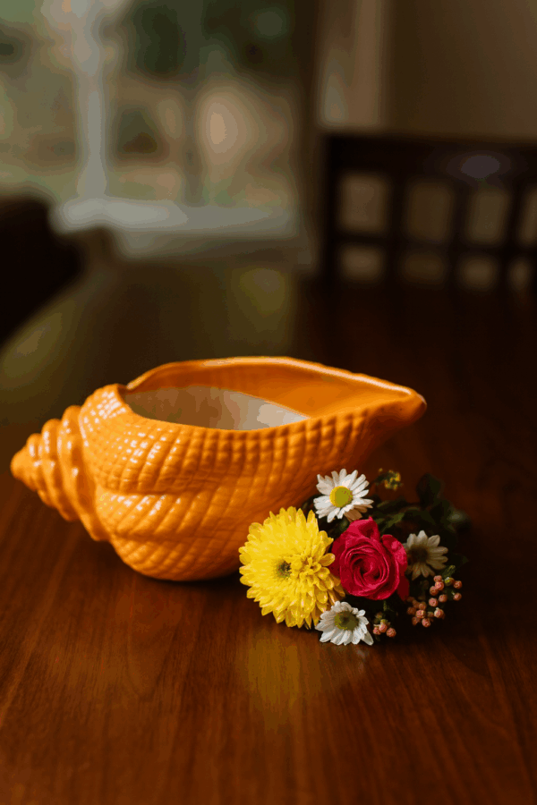 Conch-Shaped Ceramic Flower Vase – Stylish Decorative Home Accent