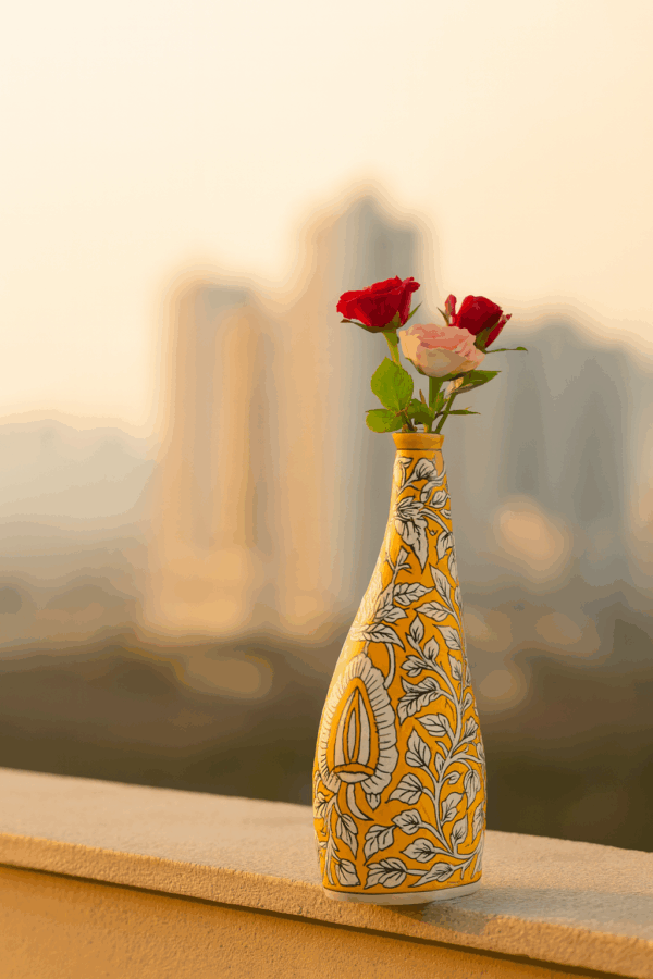 Elegant Yellow Ceramic Vase – Perfect for Home & Office