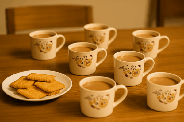 Handcrafted Floral Printed Cups Ceramic Tea/Coffee Set  | Set of 6 |