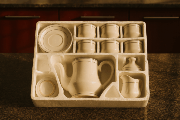 Premium White Ceramic Tea Set – 15 Pieces with Elegant Silver Line Detailing